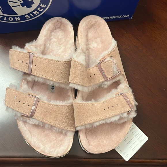 Arizona shearling light Rose Birkenstocks OA - Picture 2 of 4